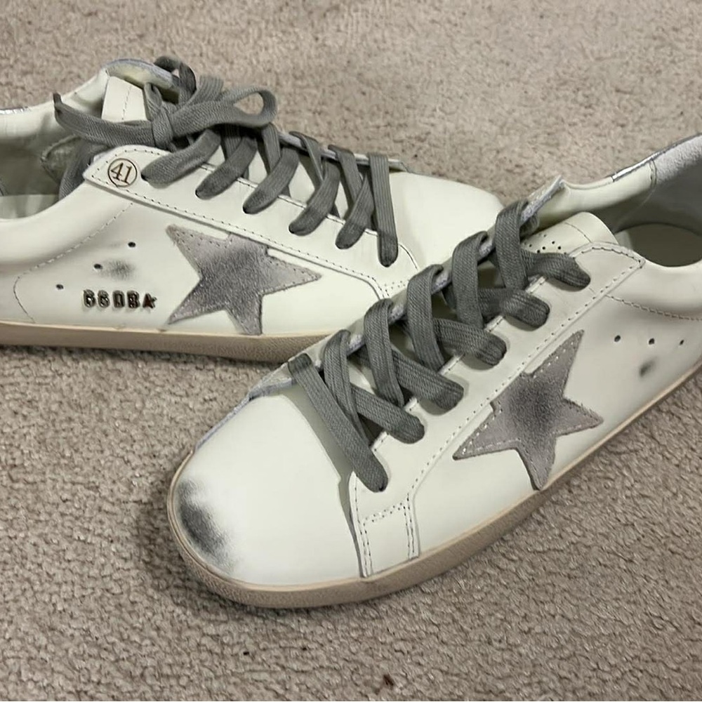 White and Gray Star Sneakers